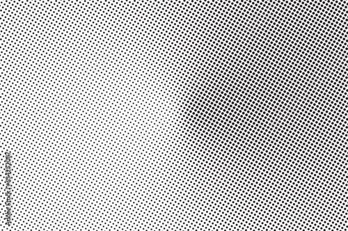 Halftone vector background. Monochrome halftone pattern. Abstract geometric dots background. Pop Art comic gradient black white texture. Design for presentation banner, poster, flyer, business card. 