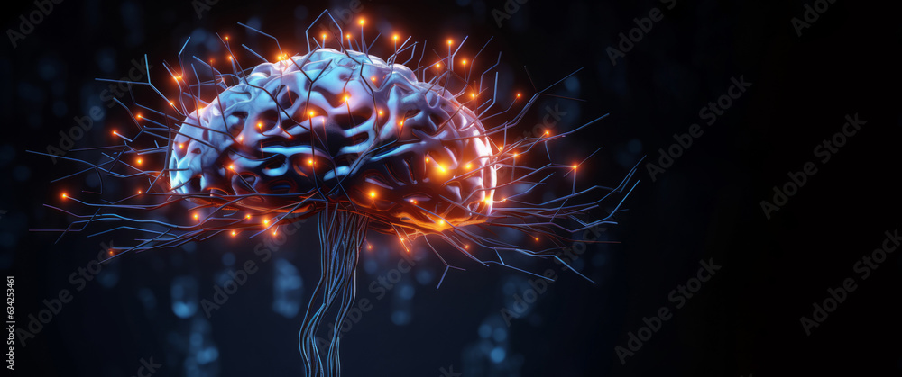 Fototapeta premium Human brain capacity, creativity, business and tech ideas concept. Artificial intelligence generated digital design. 