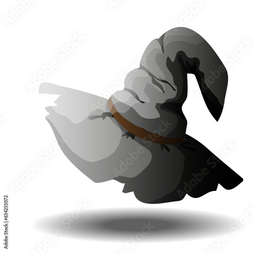 Black witches hat. Vector illustration. halloween