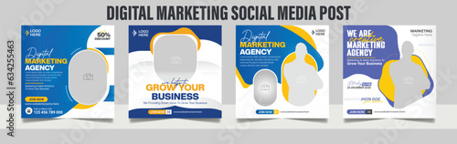 Digital Marketing Agency Online Webinar Social Media Post Set, Corporate Business Promotion Social Media Web Banner, Square Flyer Design Template