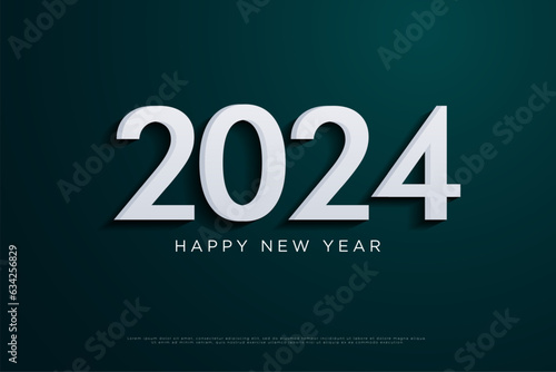 2024 new year with pure white celebration numbers.