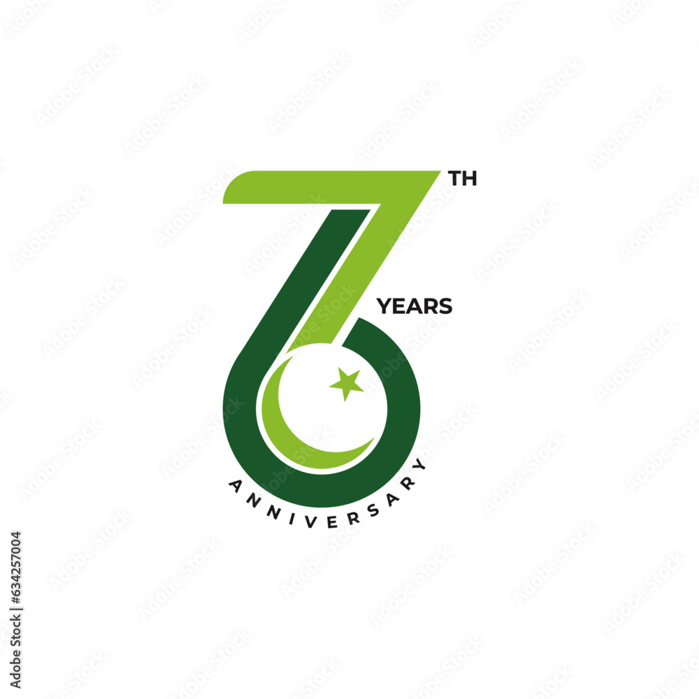 76-Year Anniversary of Pakistan, Vector Logo Design Template, Happy Independence Day Pakistan. 76-Year Anniversary of Pakistan, Vector Logo Design Template, Happy Independence Day Pakistan.