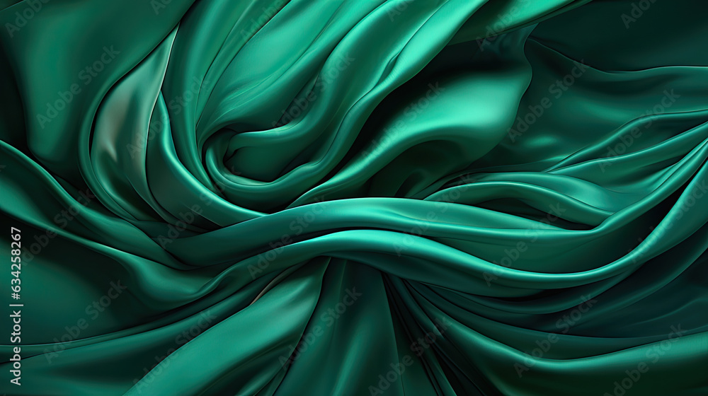3D Emerald Color Silk, Generative Ai 3D Emerald Color Silk, Generative Ai