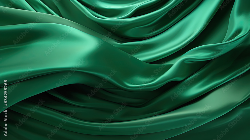 3D Emerald Color Silk, Generative Ai 3D Emerald Color Silk, Generative Ai