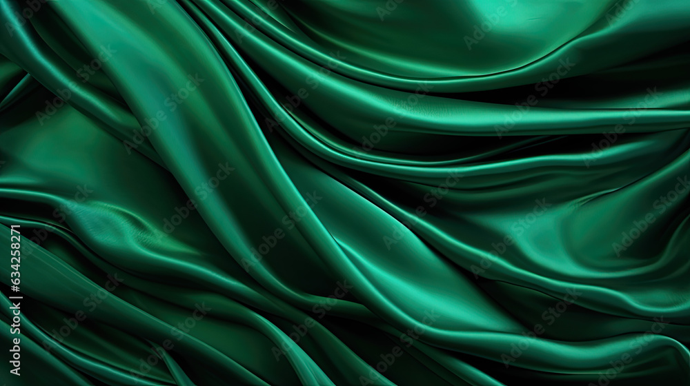 3D Emerald Color Silk, Generative Ai 3D Emerald Color Silk, Generative Ai