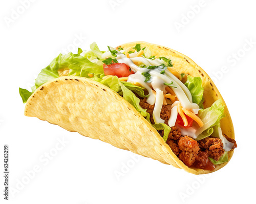Delicious Taco fast food on transparent or white background, png