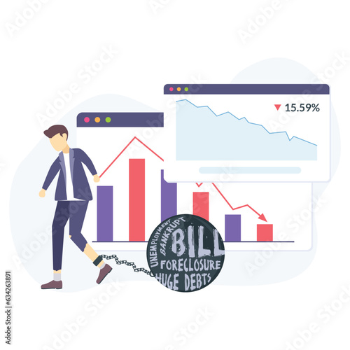 Economic recession illustration useable for both ios and web