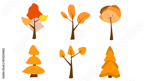 Orange trees for fall autumn graphic design elements icons.