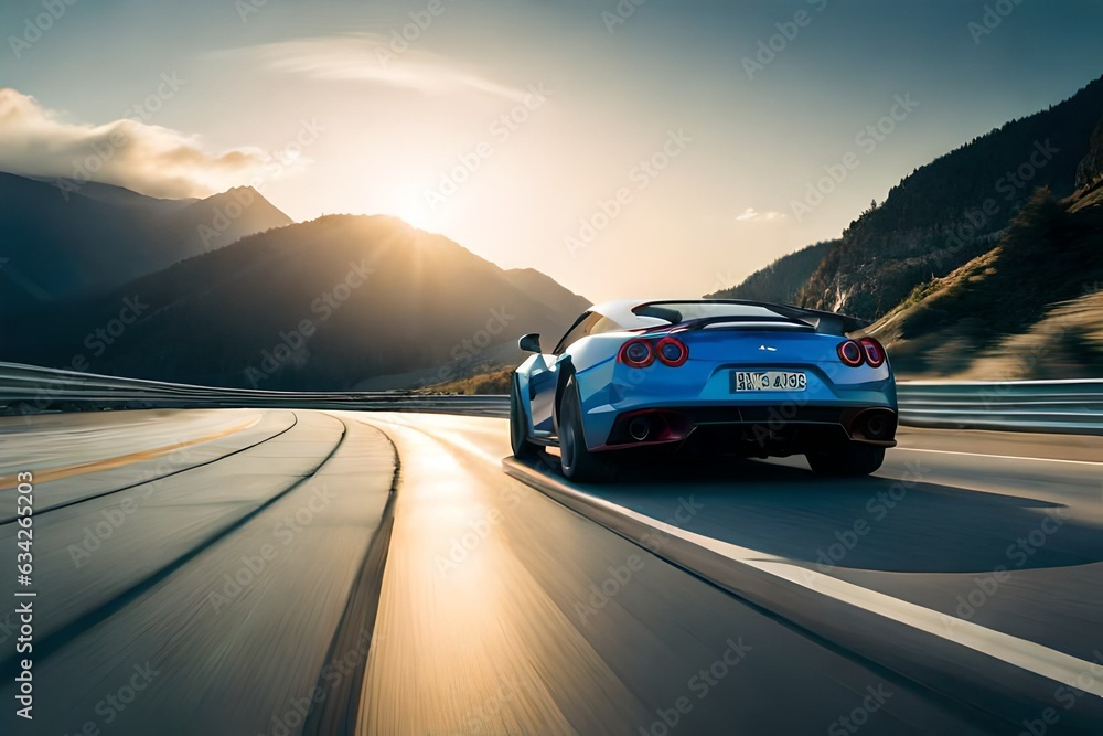 Obraz premium car driving on a highway generated by AI tool