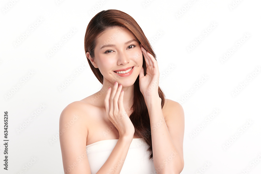 Beautiful young asian woman with clean fresh skin on white background, Face care, Facial treatment, Cosmetology, beauty and spa, Asian women portrait. Beautiful young asian woman with clean fresh skin on white background, Face care, Facial treatment, Cosmetology, beauty and spa, Asian women portrait.