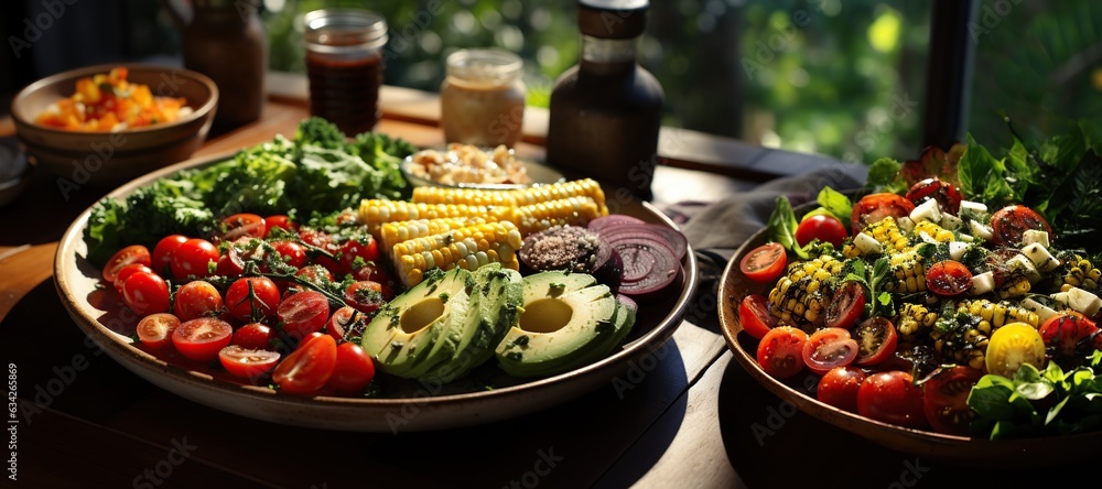 Fresh Garden Salad with Mixed Greens: A refreshing salad with a mix of crisp vegetables and tangy vinaigrette dressing.Generated with AI Fresh Garden Salad with Mixed Greens: A refreshing salad with a mix of crisp vegetables and tangy vinaigrette dressing.Generated with AI