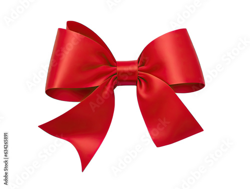 red ribbon bow isolated on white and transparent background, png high quality