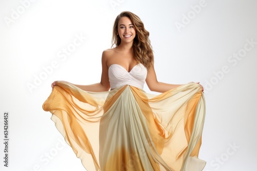 A Woman In A White And Yellow Dress. Woman In Yellow Dress, Summer Fashion, Womens Clothing, Dressing For Your Bodytype, Color Combinations, Attire For Special Occasions photo