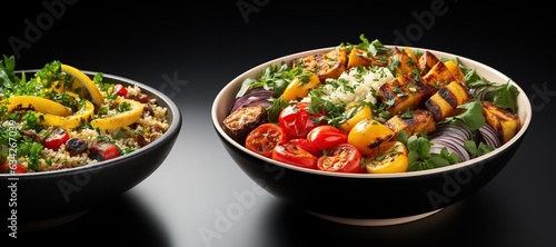 Quinoa and Roasted Vegetable Bowl: Nutrient-packed quinoa paired with colorful roasted vegetables for a satisfying and wholesome meal.Generated with AI