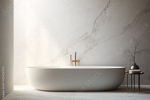 modern minimalist bathroom interior with white marble