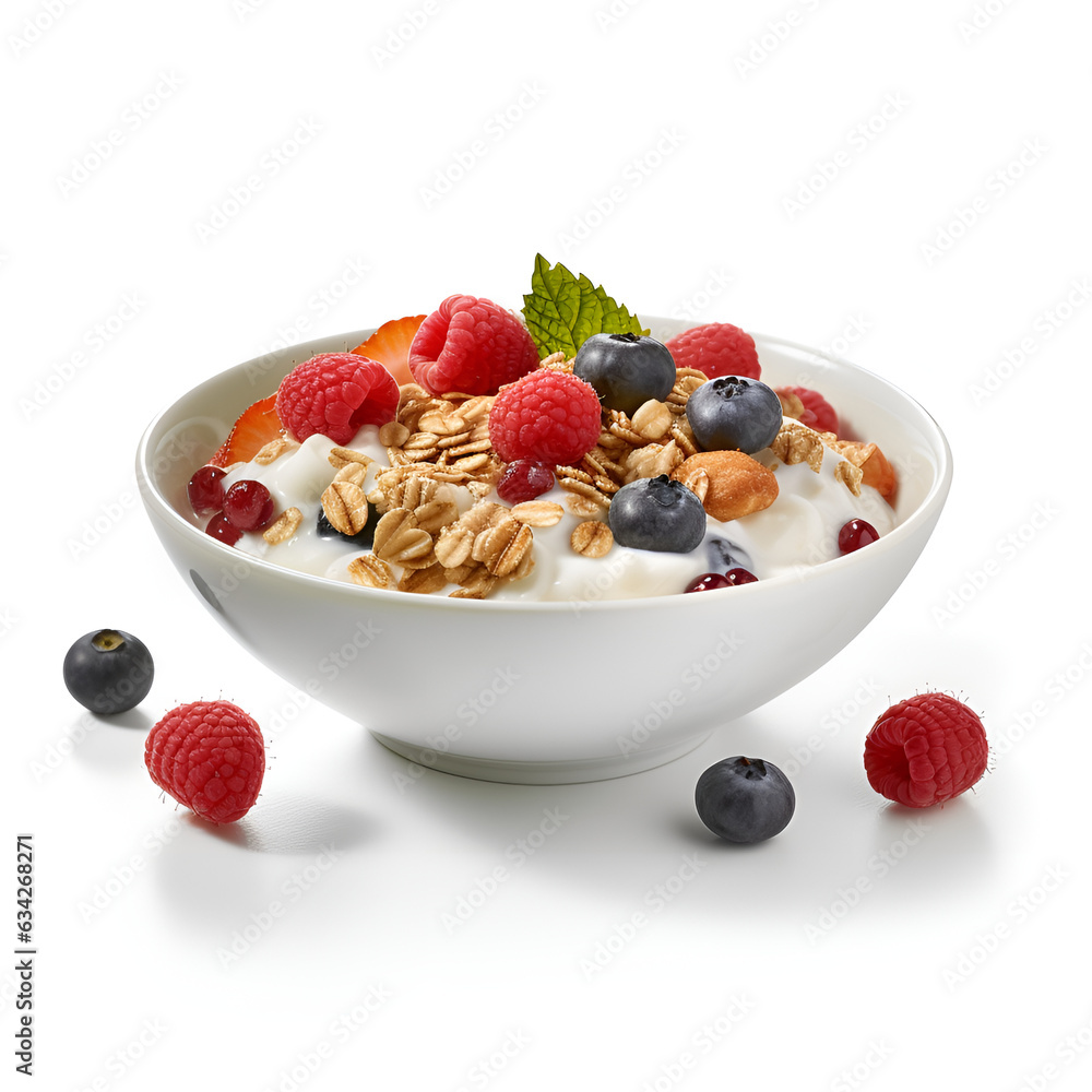 bowl of muesli with berries bowl of muesli with berries