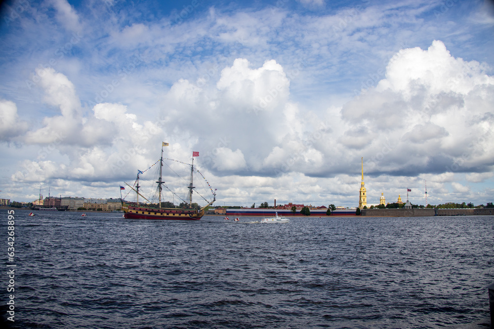 Parade of warships on the Neva