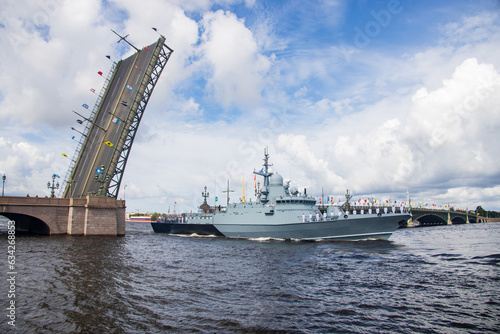 Parade of warships on the Neva