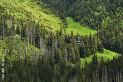 cable car in the valley in the Tatra Mountains, beautiful landscape
