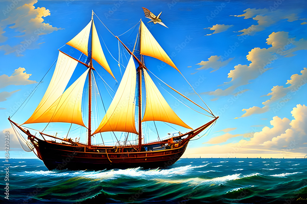 sailing ship on the sea sailing ship on the sea