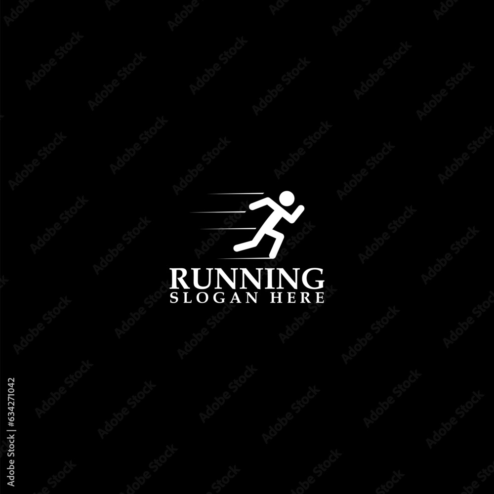Running Sports Logo design Template icon isolated on dark background