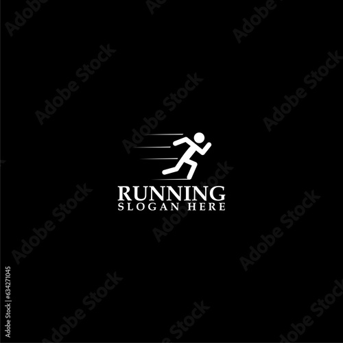 Running Sports Logo design Template icon isolated on dark background