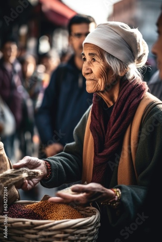 cropped shot of a woman making a purchase at an outdoor market © Natalia