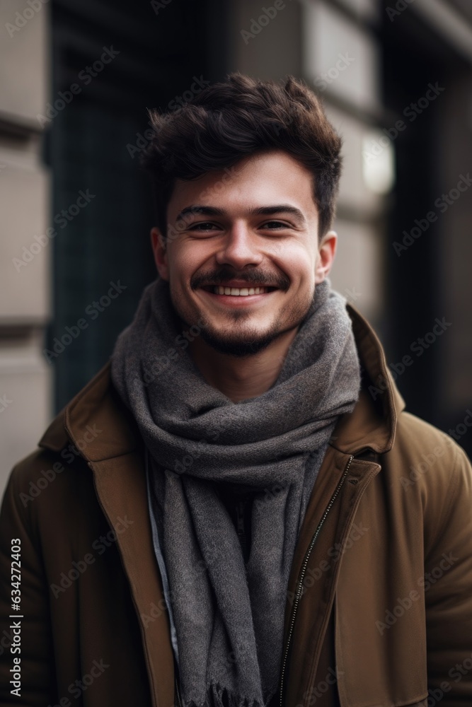 portrait of a happy young man standing outside portrait of a happy young man standing outside