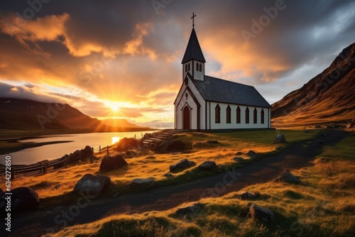 Great view of Vikurkirkja Christian church in the evening light.picturesque scene. Popular tourist attraction. Location famous place Vik I Myrdal village, Iceland, Europe. Beauty world