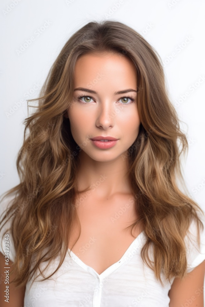 portrait of an attractive young woman posing against a white background portrait of an attractive young woman posing against a white background