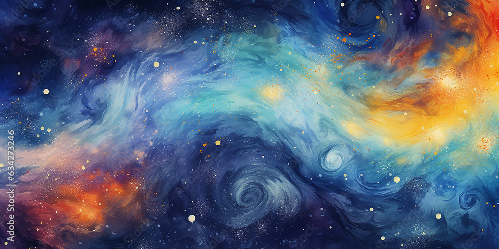 Fototapeta Design a galaxy texture with stars, nebulas, and cosmic swirls in a dark expanse.