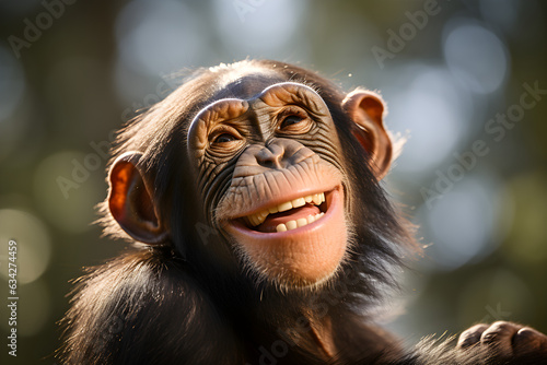 Print op canvas funny chimp portrait