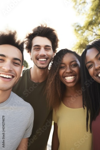 cropped shot of a group of friends standing together outdoors