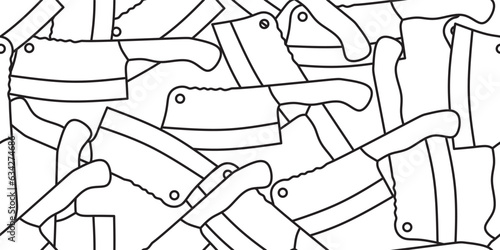 abstract outline butcher knife seamless pattern