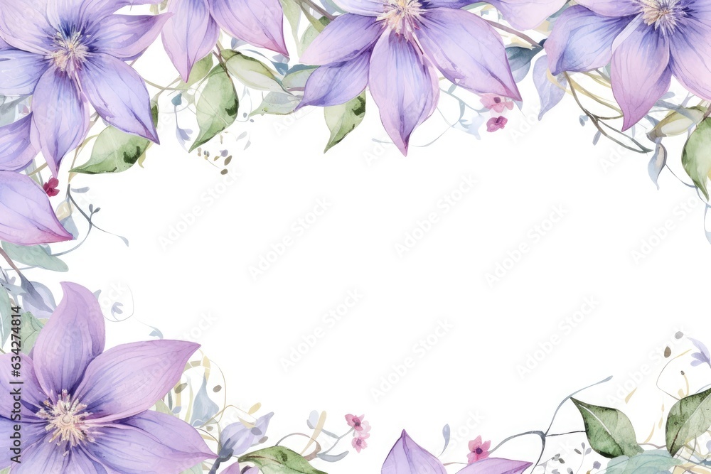 Watercolor clematis frame