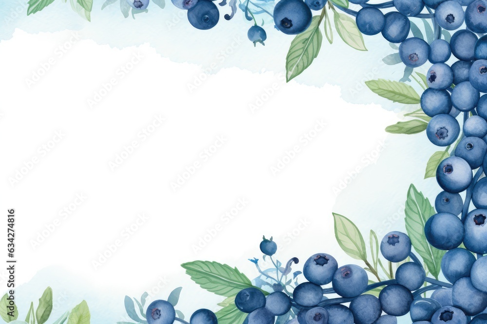 Obraz premium Watercolor blueberries frame