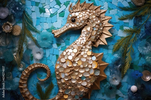 Mosaic representation of a seahorse.