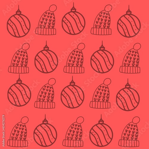 chirstmas red wall paper line art doodle