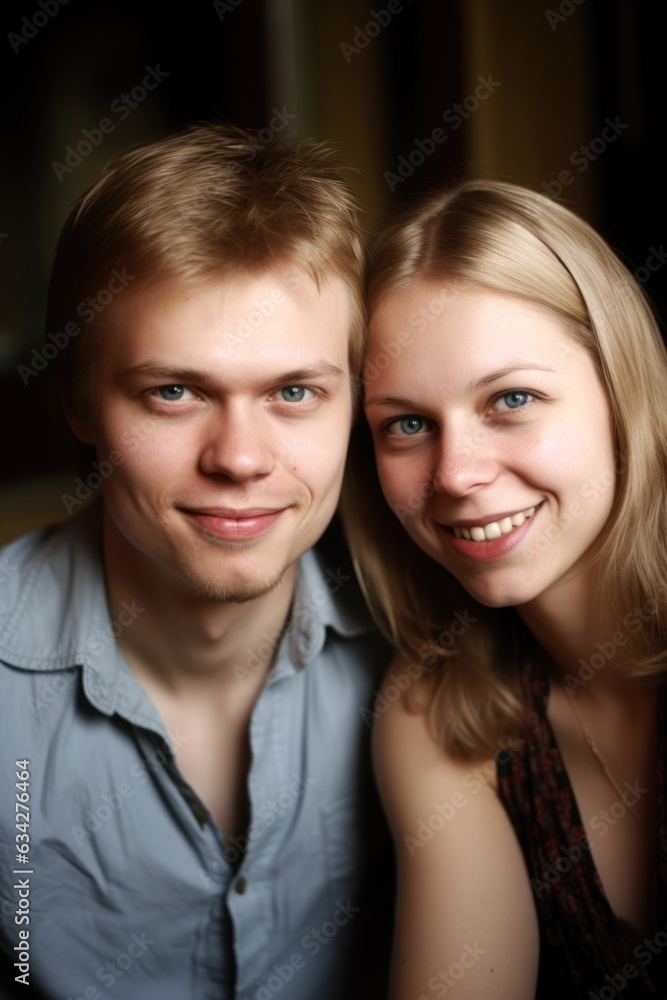 a young couple sitting together and smiling at the camera a young couple sitting together and smiling at the camera