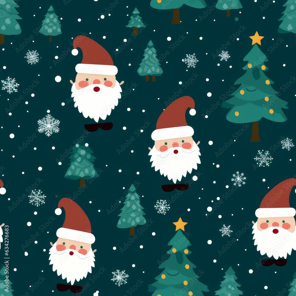 Christmas santa seamless pattern. Generate Ai