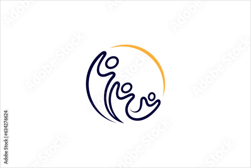 Family abstract logo design with swoosh shape