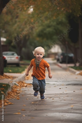 shot of a little boy running around outside