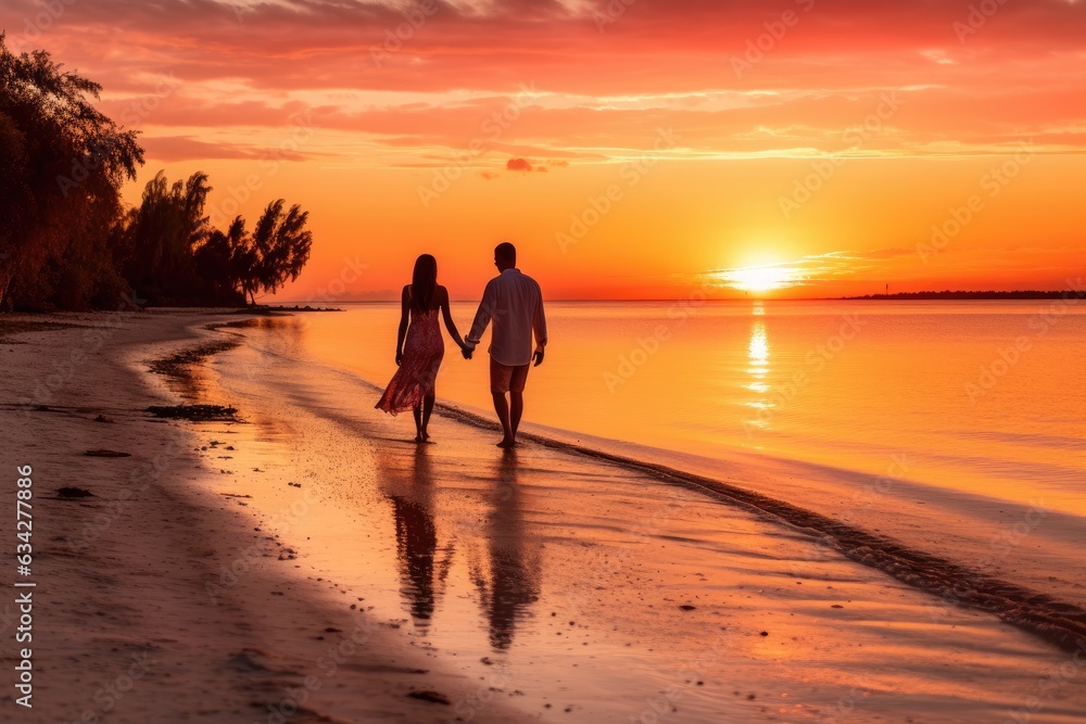 Romantic Sunset by the Beach