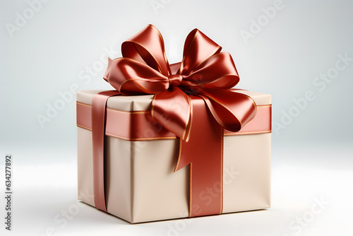 gift box with red ribbon on white background