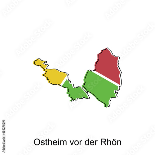 Map of Ostheim Vor Der Rhon geometric colorful illustration design template, Germany country map on white background vector