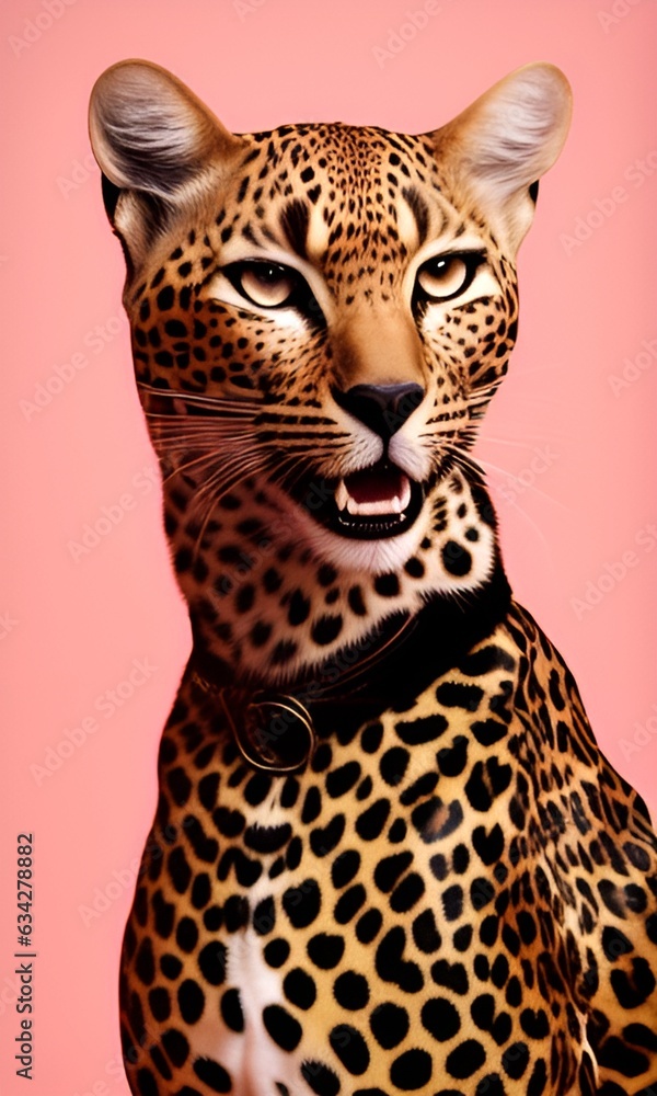 Naklejka premium portrait of a leopard. generative ai.