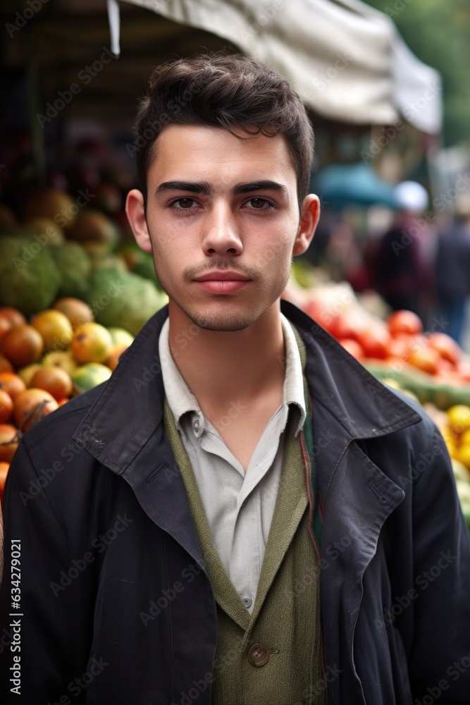 portrait of a young salesman working at an outdoor market portrait of a young salesman working at an outdoor market