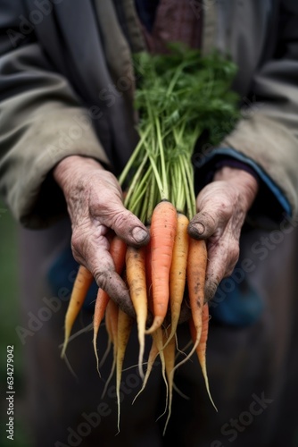 closeup shot of an unrecognizable farmer holding a bunch of carrots on her farm