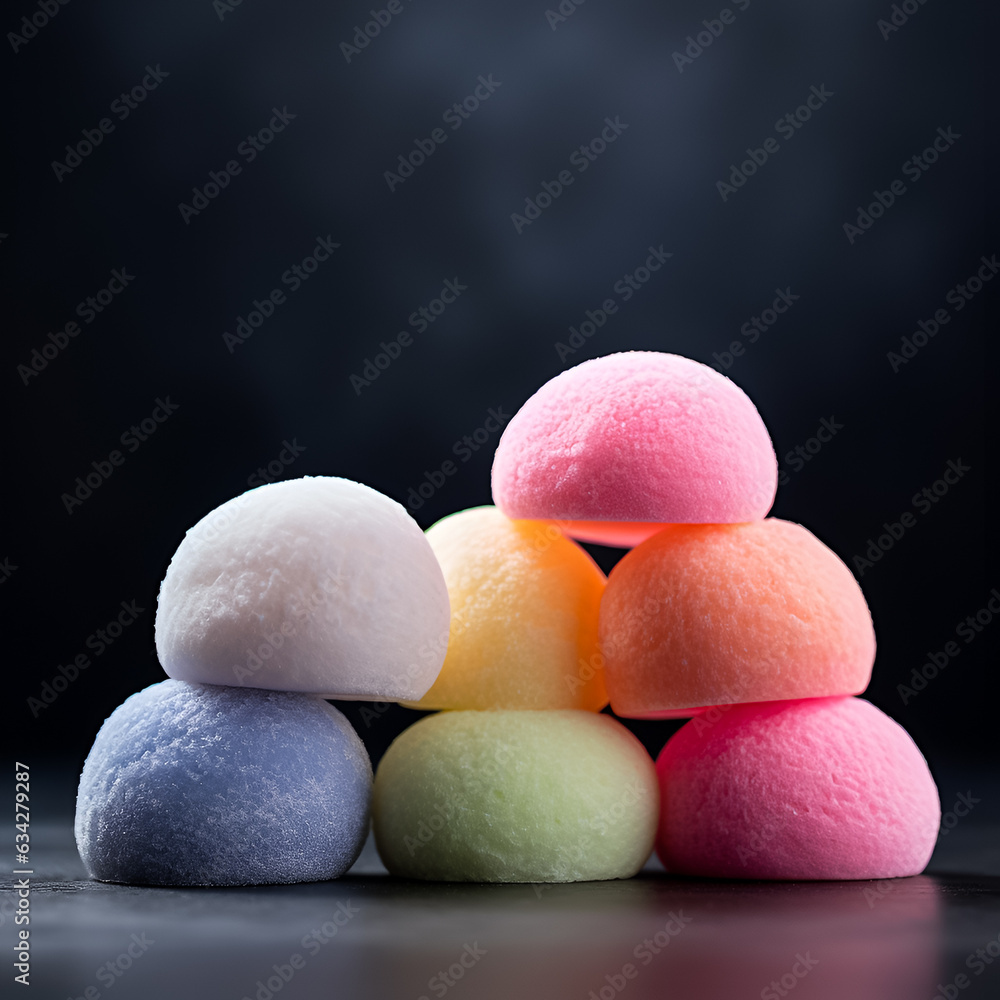Colorful marshmallows stacked in a pyramid. Colorful marshmallows stacked in a pyramid.