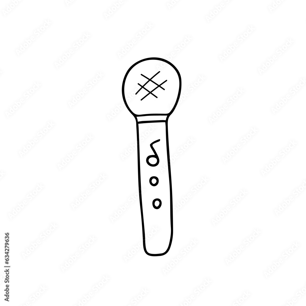 Hand drawn vector illustration toy microphone.